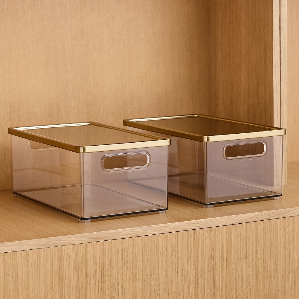 mDesign Clear Bins w/ Brass Lids (Set of 2) West Elm