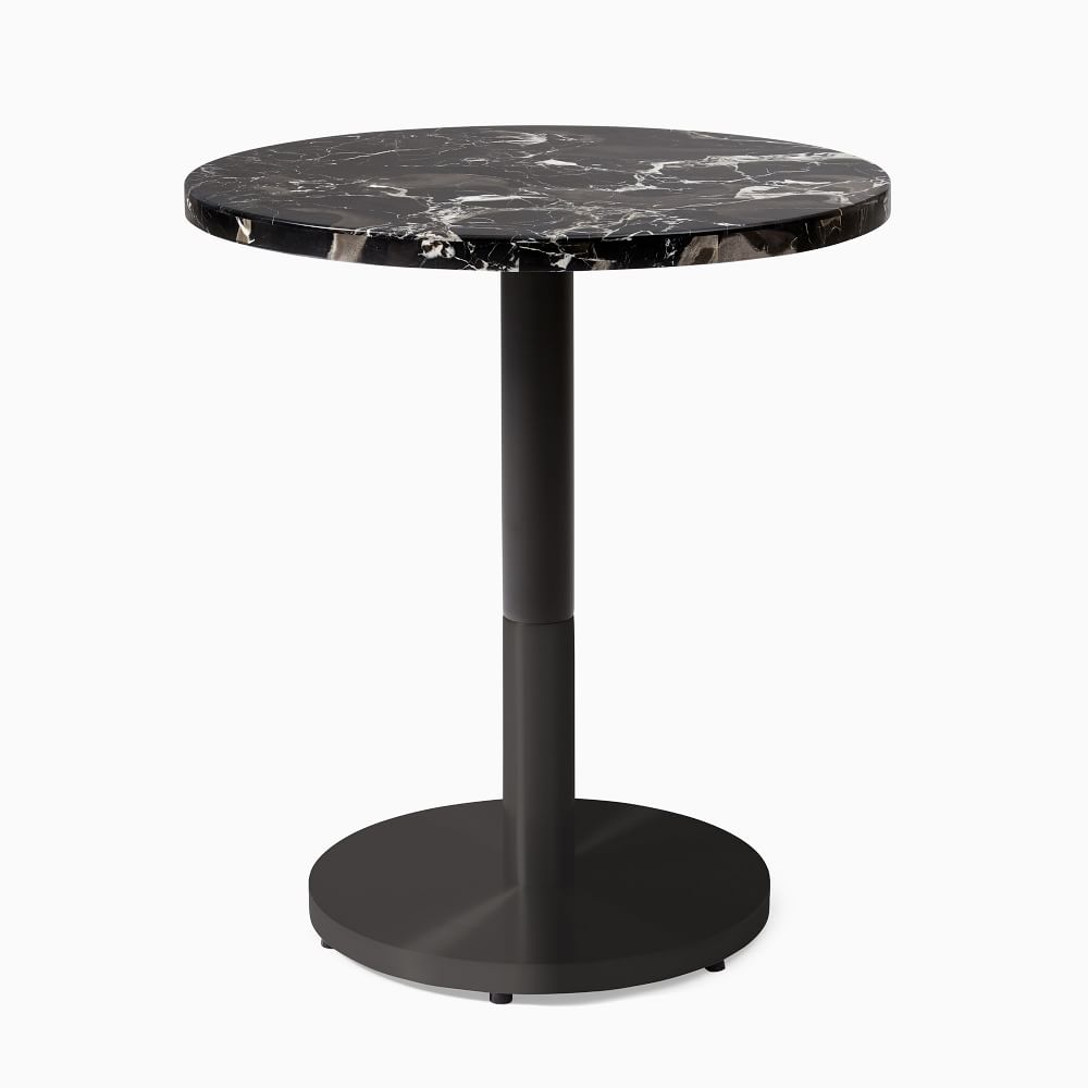 Black Marble Round Continental Table - Tea Height (25