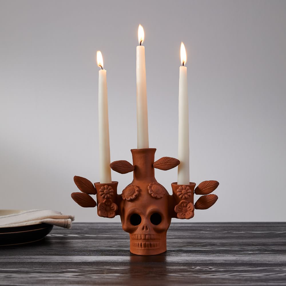 Terracotta Skull Candelabra West Elm