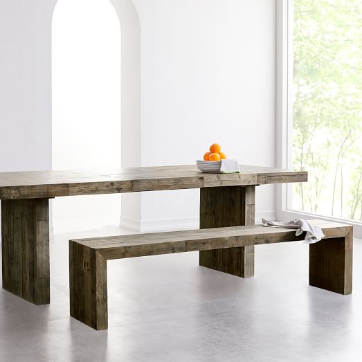 Emmerson Reclaimed Wood Dining Bench, Emmerson Reclaimed Wood Dining Table Stone Gray