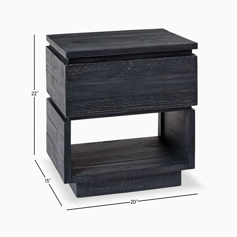 Emmerson® Modern Reclaimed Wood Nightstand Ink Black West Elm