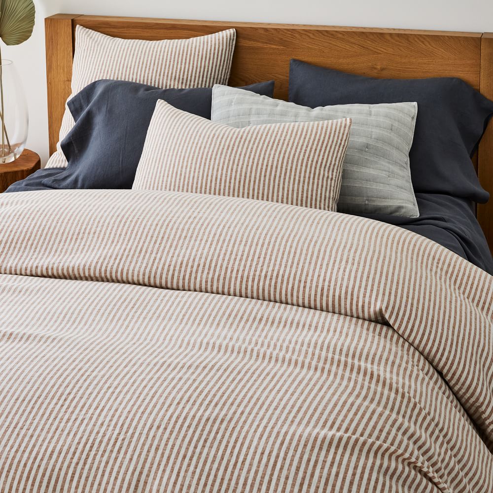 European Flax Linen Classic Stripe Duvet Cover & Shams West Elm