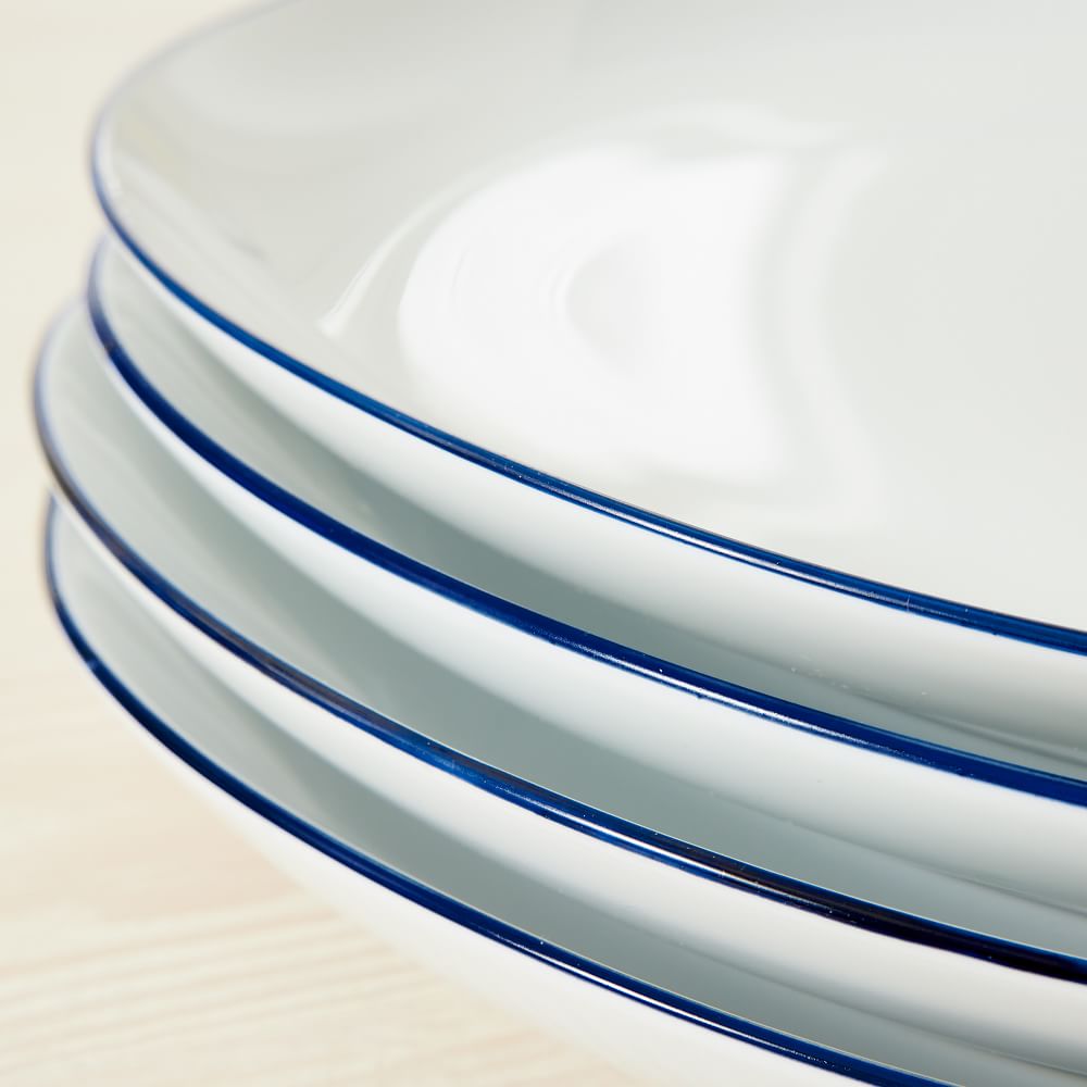 Organic Blue Rimmed Porcelain Dinnerware (Set of 20) West Elm