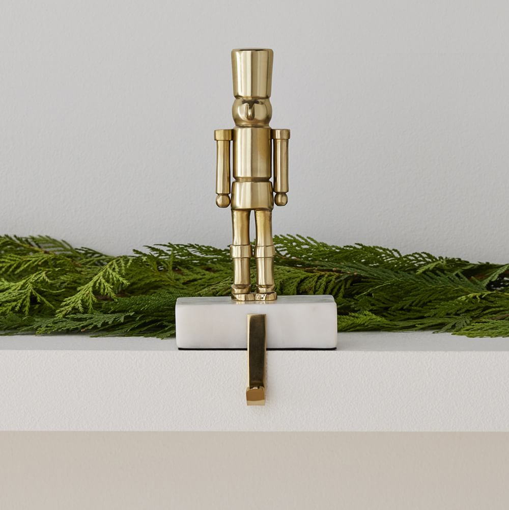 Brass & Marble Nutcracker Stocking Holder West Elm
