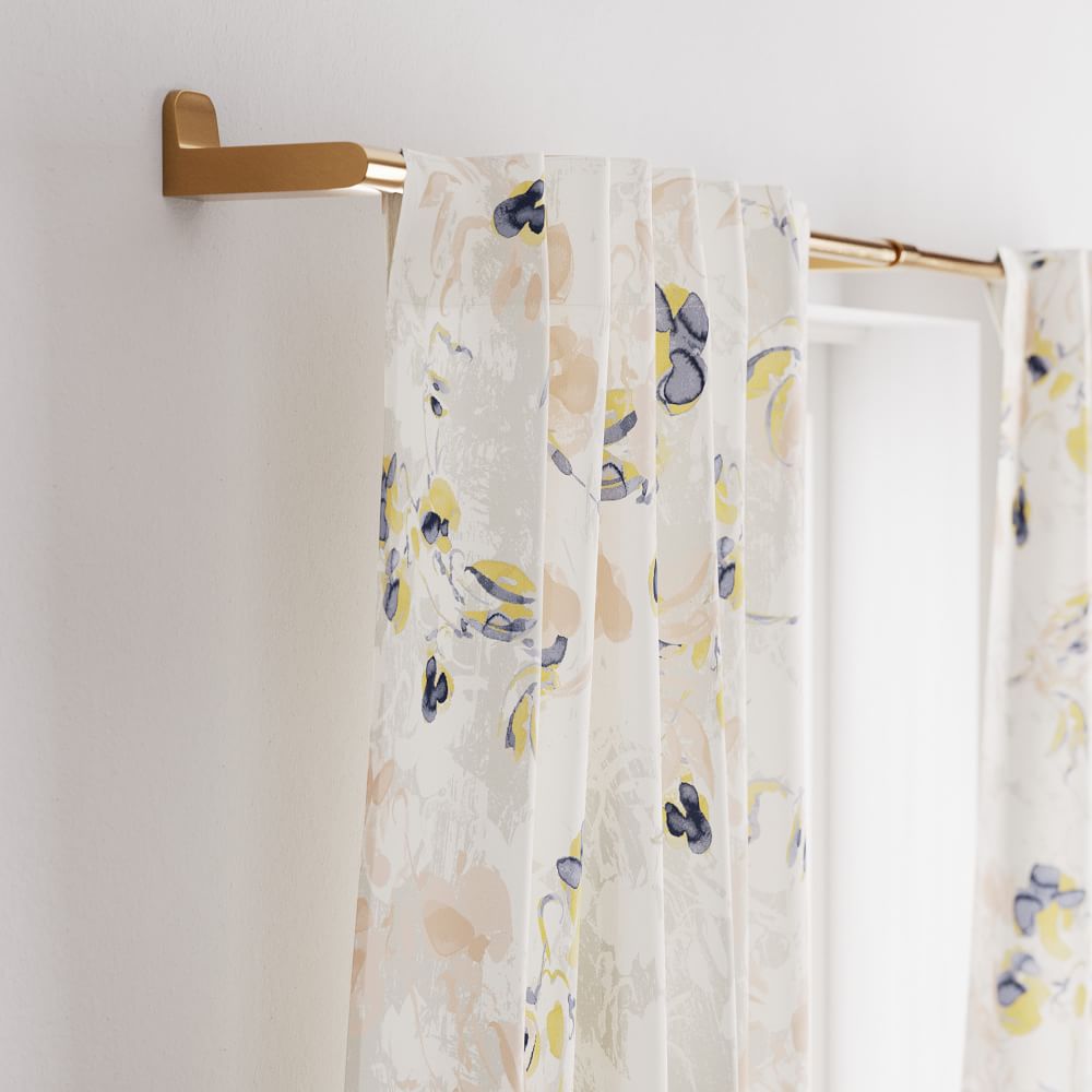 Cotton Canvas Delicate Floral Curtains (Set of 2) West Elm