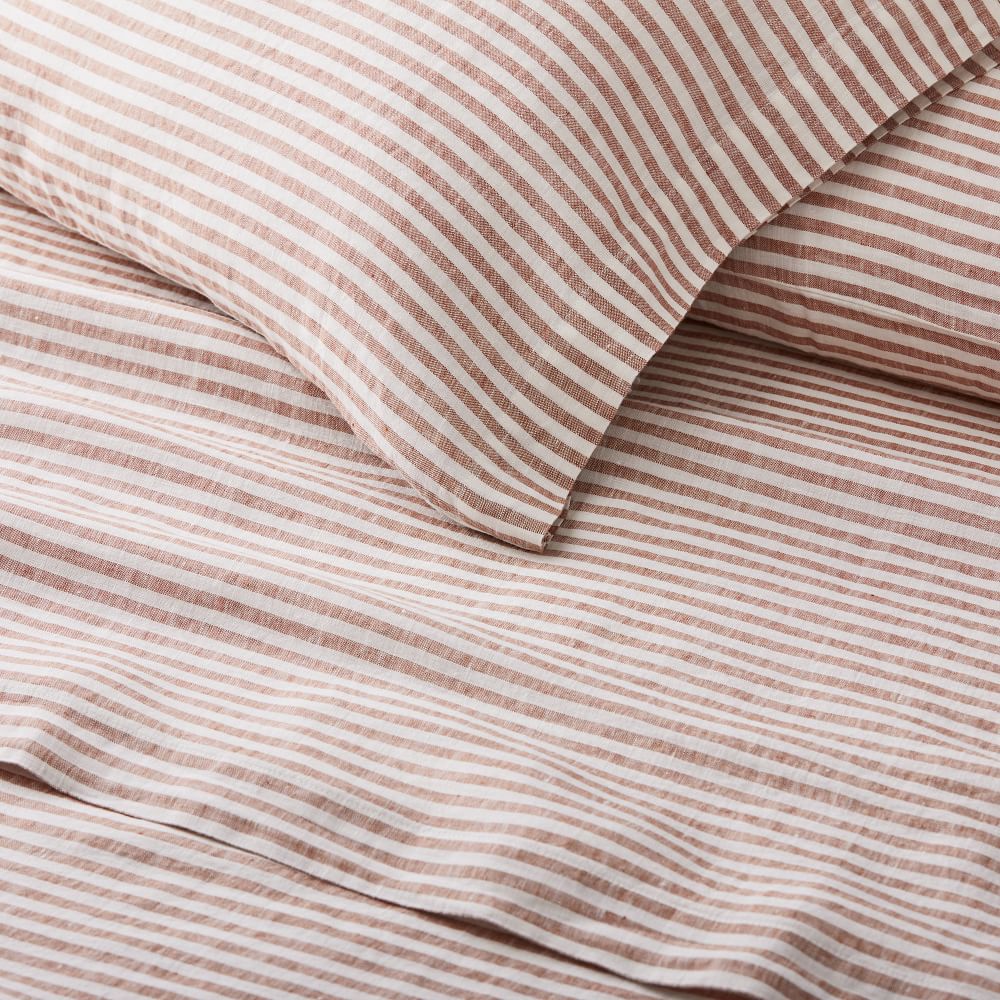 European Flax Linen Classic Stripe Sheet Set & Pillowcases West Elm
