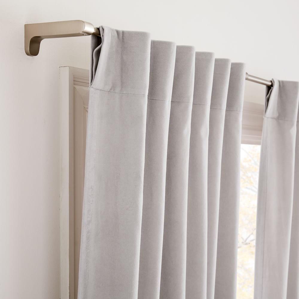 Cotton Velvet Curtain - Frost Gray | West Elm