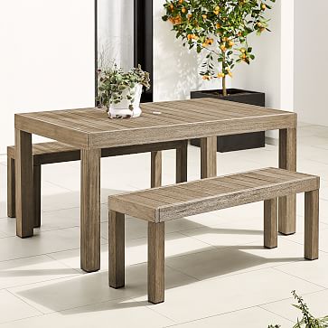 Portside Outdoor Dining Table 58 5, Dining Table With Two Chairs And Bench