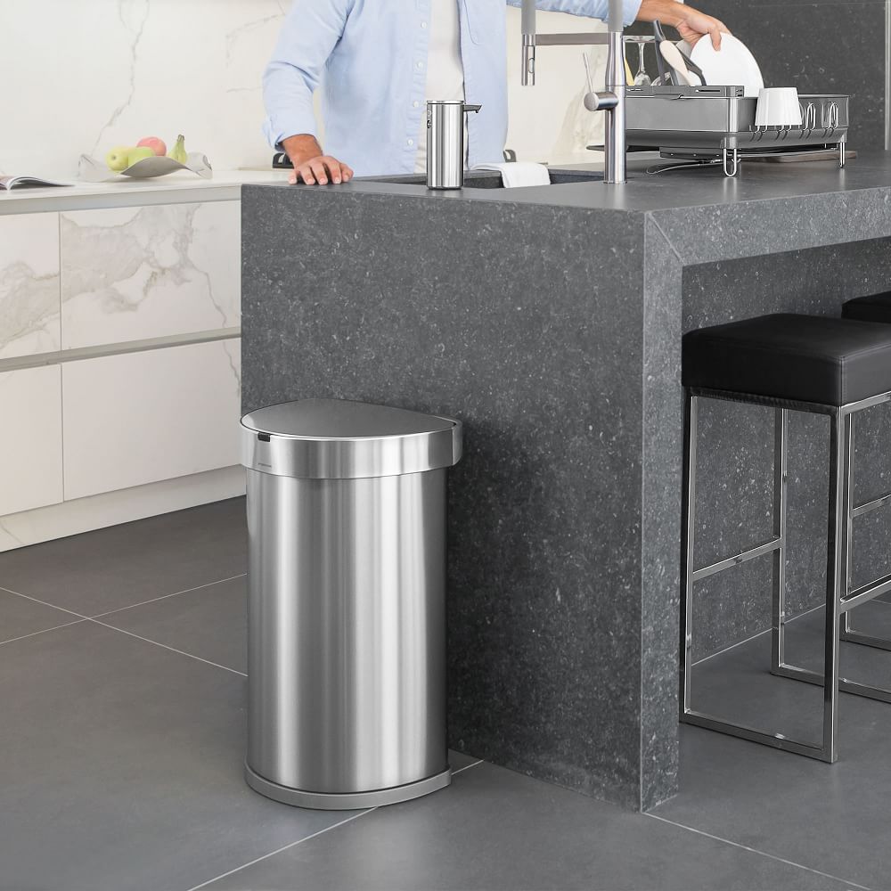simplehuman 45L SemiRound Liner Rim Sensor Trash Can West Elm