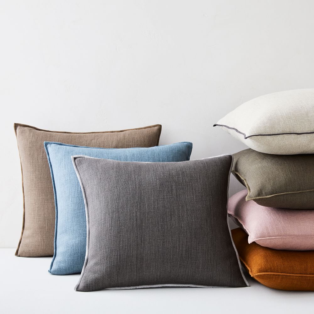 Classic Linen Pillow Cover 24x24, Mocha West Elm