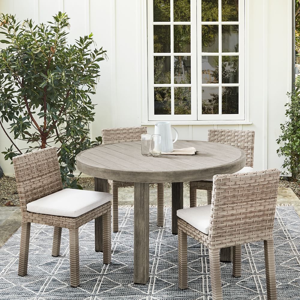 Portside Outdoor Round Dining Table (48"–60") & Urban Chairs Set | West Elm
