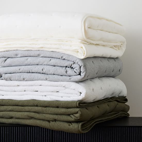 Cotton Cloud Jersey Tack Stitch Quilt & Shams | West Elm