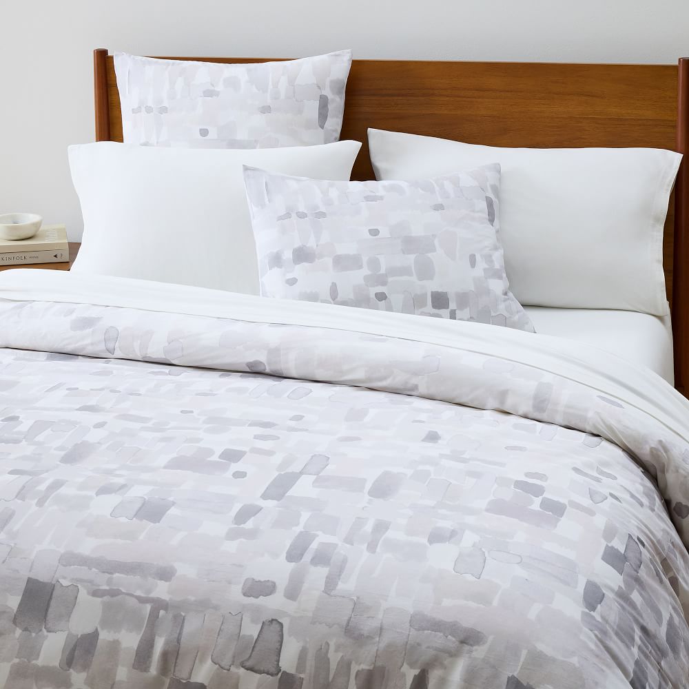 Percale Watercolor Brushstrokes Duvet Cover & Shams West Elm