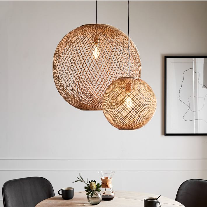 woven globe pendant light