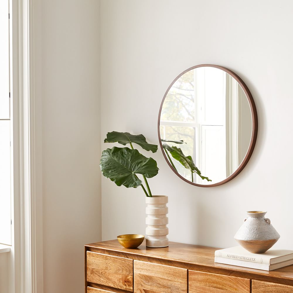 Thin Wood Round Wall Mirror 30" West Elm