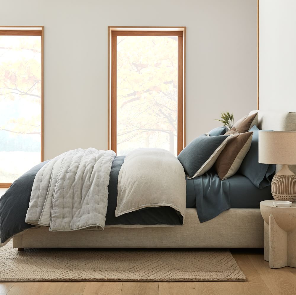 Open Box Cotton Velvet & Linen Layered Bedding Look West Elm