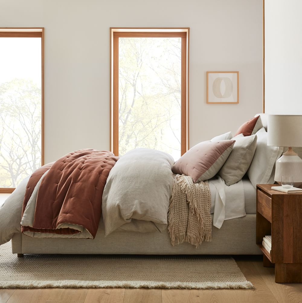Cotton Velvet & Waffle Layered Bedding Look West Elm