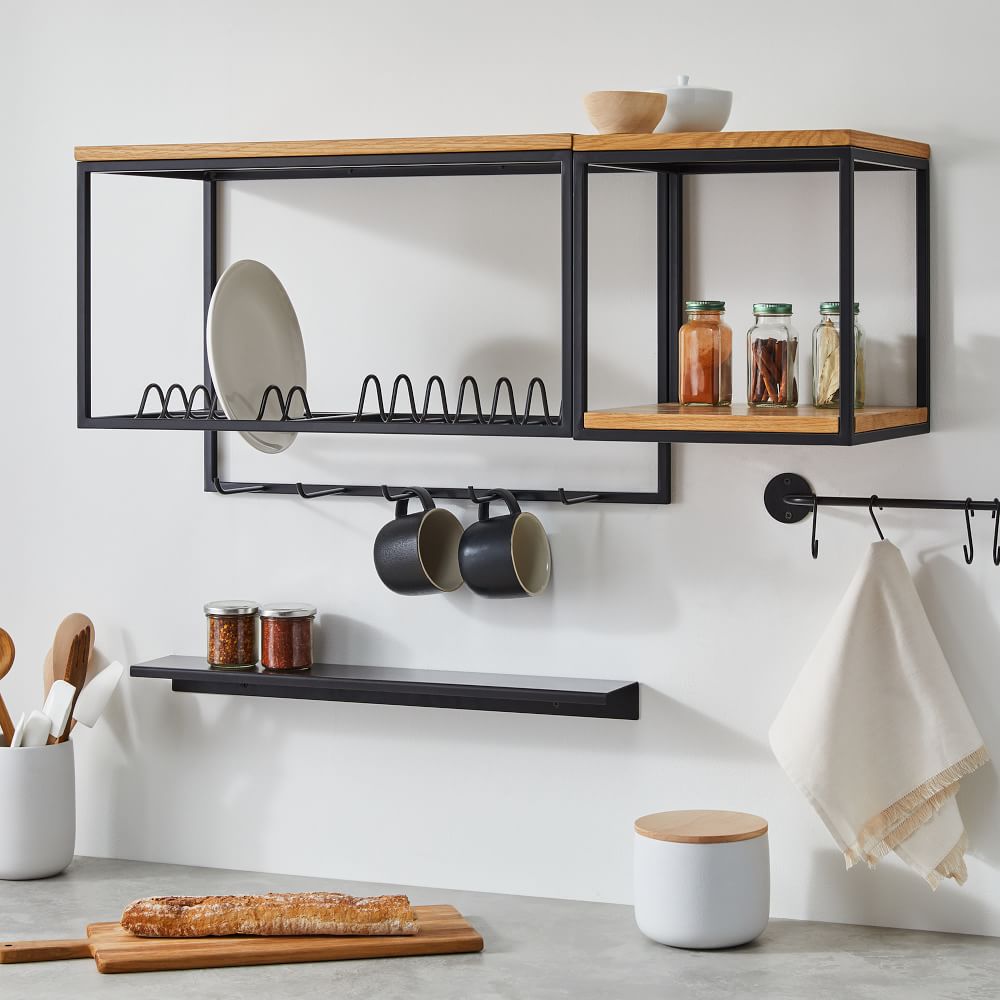 Streamline Modular Dish Rack and Cube Wall Shelf | West Elm