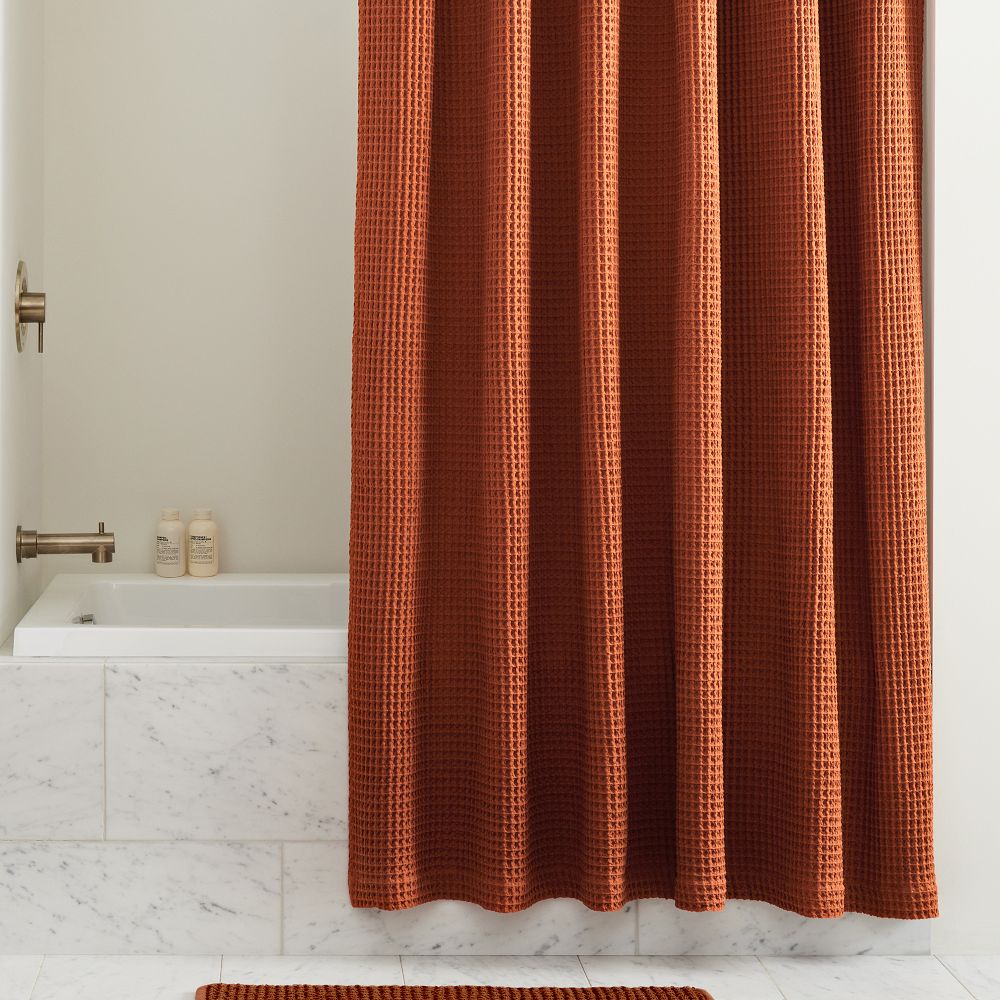 Plush Waffle Shower Curtain West Elm