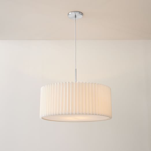 Short Drum Pendant Light - Natural Linen