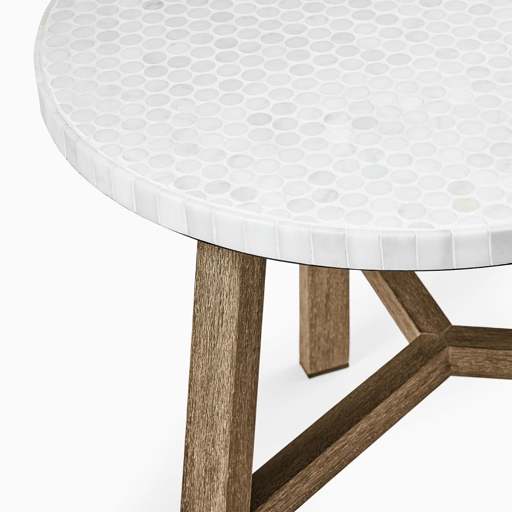 Mosaic Tiled Outdoor Bistro Table White Marble West Elm