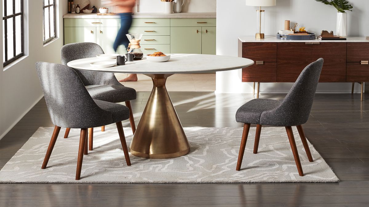 Mid-Century Upholstered Dining Chair - Wood Legs | West Elm