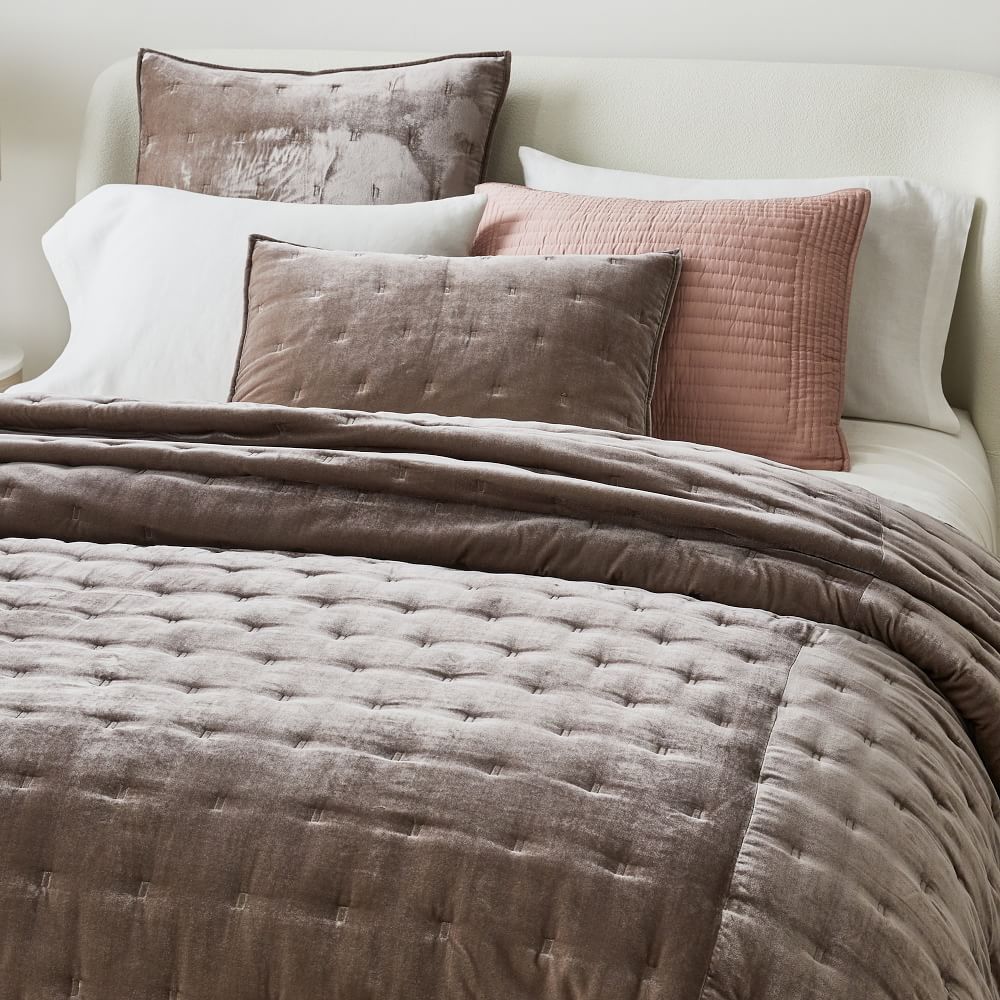 Lush Velvet Tack Stitch Quilt & Shams West Elm