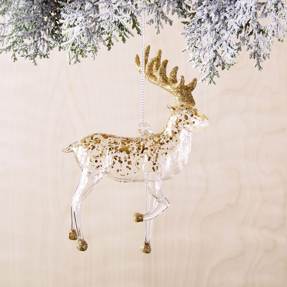 Glass & Gold Reindeer Ornament | West Elm