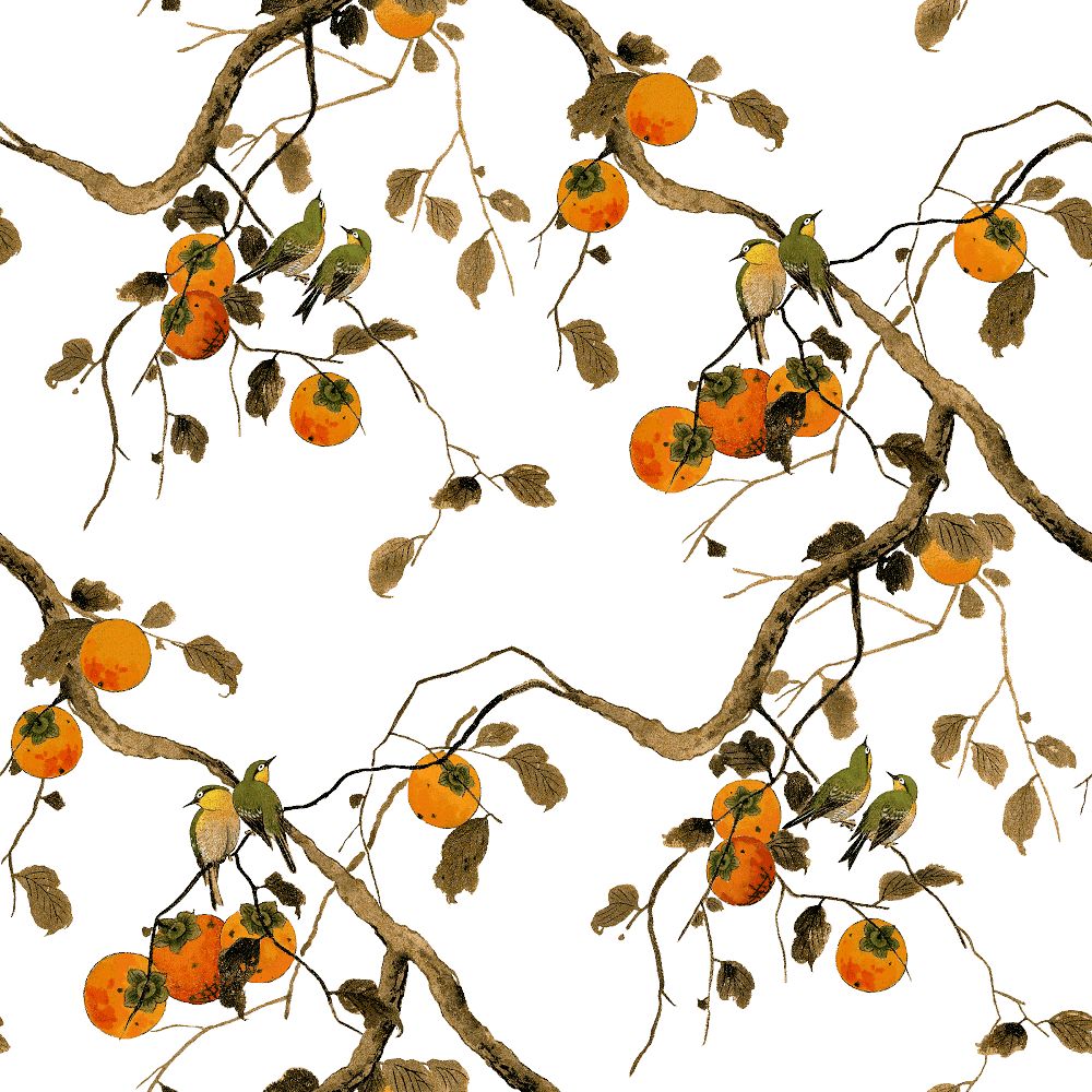 Persimmon Birds Removable Wallpaper by Nathan Turner West Elm