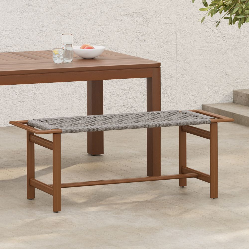 Teak & Rope Outdoor Bench West Elm