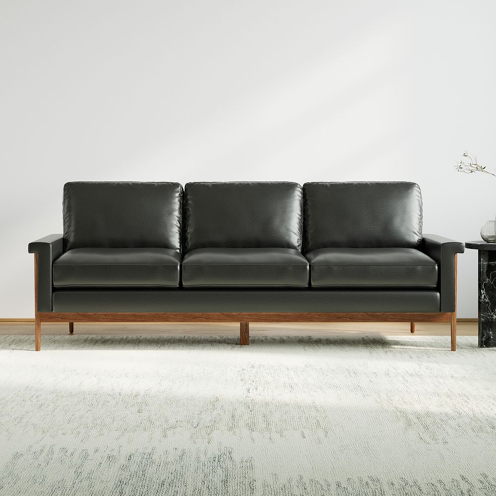 Leon Wood Frame Leather Sofa (68"82") West Elm