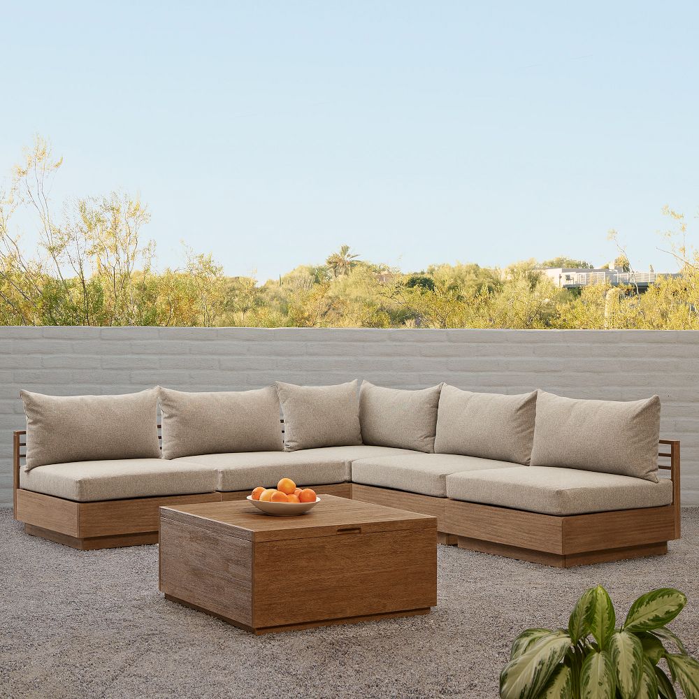 Santa Fe Slatted Modular Outdoor 5Piece Sectional West Elm