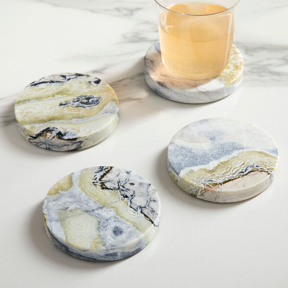 Multi Marble Round Coasters (Set of 4) West Elm