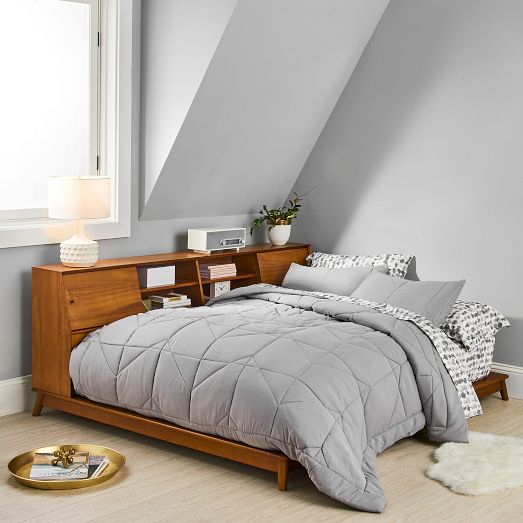 MidCentury Headboard Storage Platform Bed West Elm