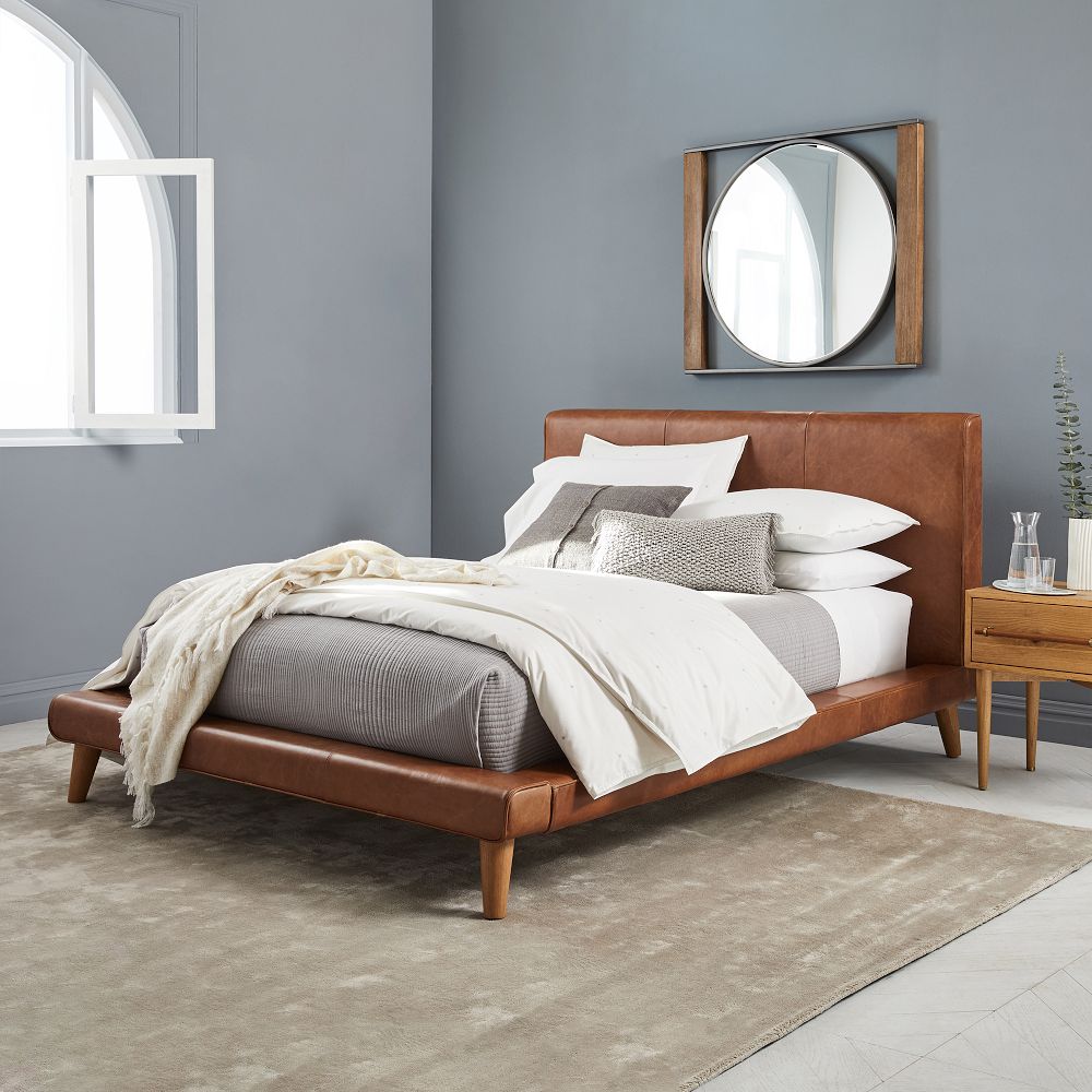 Mod Leather Platform Bed West Elm