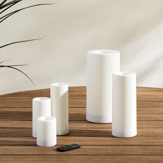 Indoor/Outdoor Flat Top Basic Candle - White | West Elm