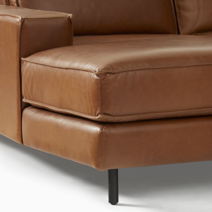 west elm leather reclining sectional