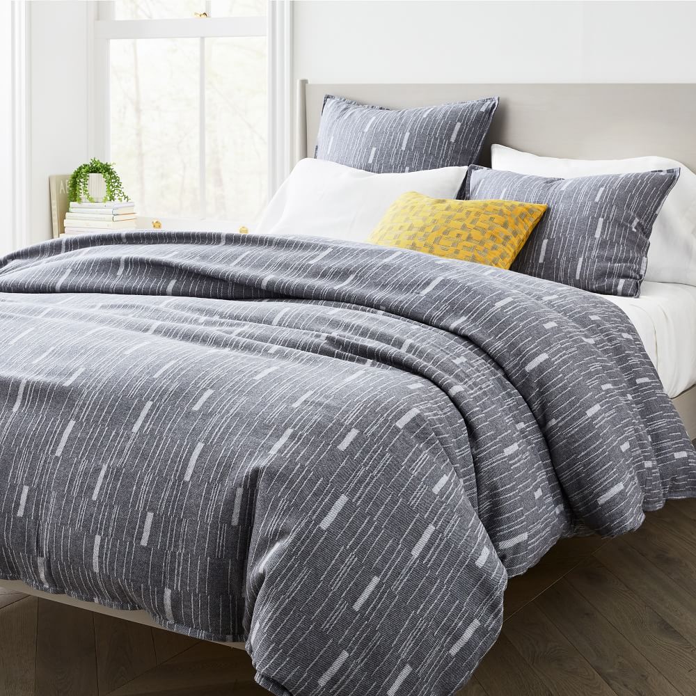 Organic Flannel Fragmented Stripe Duvet Cover & Shams West Elm