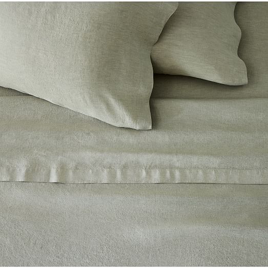 West elm belgian Flax Linen Sheet Set King size gray