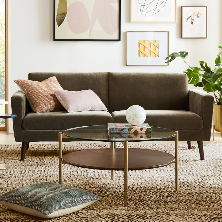 west elm art display round coffee table