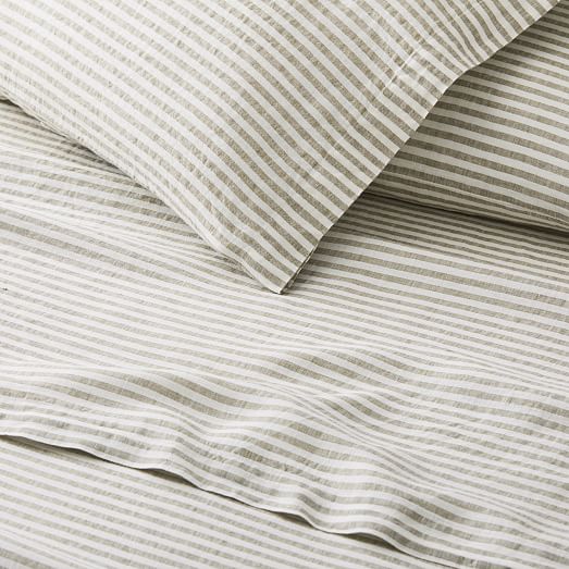West elm belgian Flax Linen Sheet Set King size gray