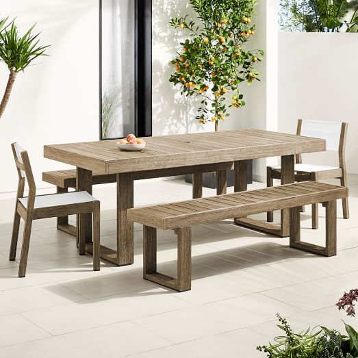 outdoor dining set with chairs and bench