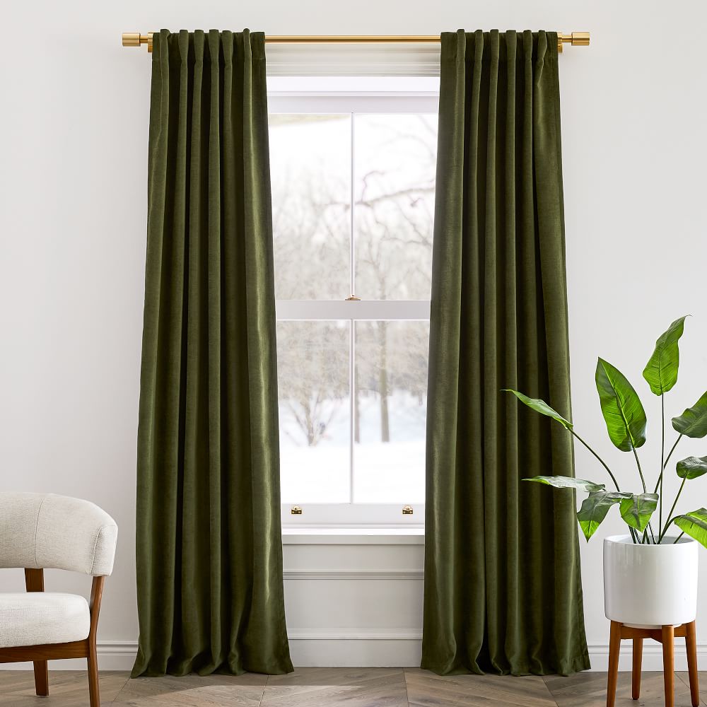 Open Box Worn Velvet Curtain Tarragon West Elm