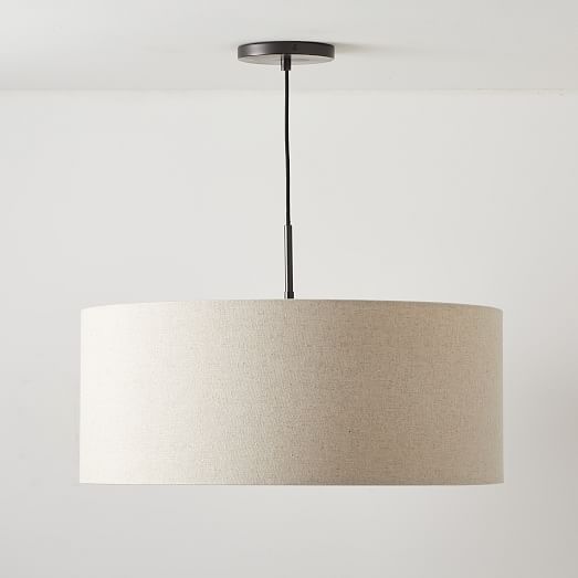 linen drum shade pendant light