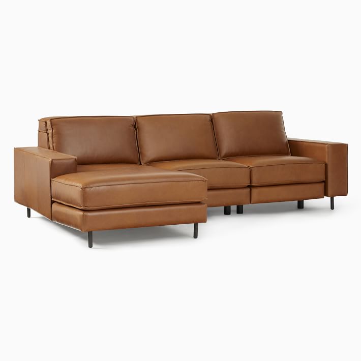 west elm leather reclining sectional