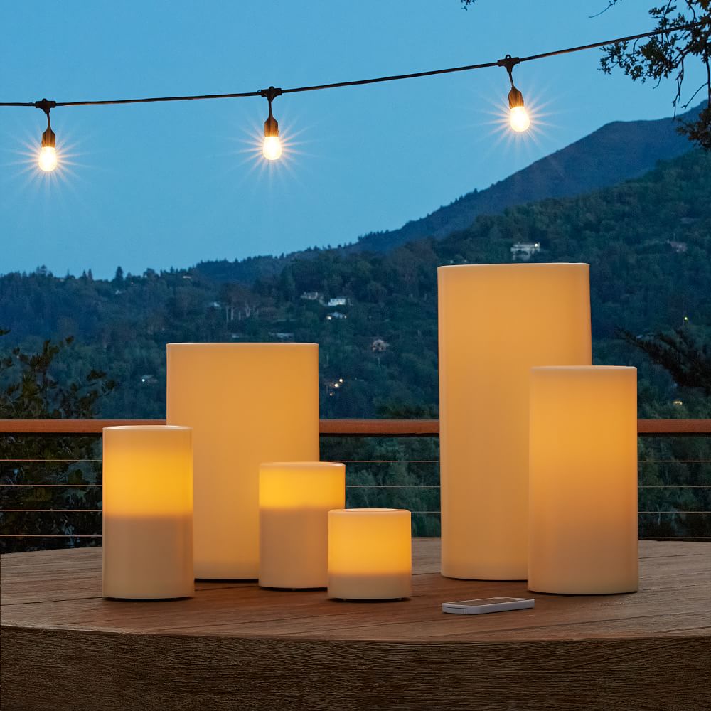 Outdoor Flickering Flameless Pillar Candles West Elm