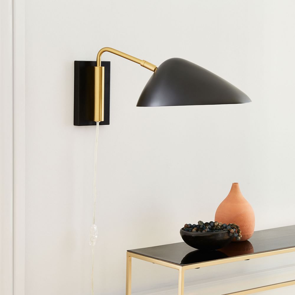 Curvilinear MidCentury Wall Sconce Short (Black) West Elm