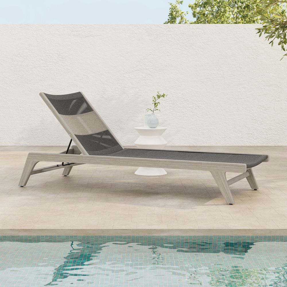 Catania Wood & Rope Outdoor Chaise West Elm