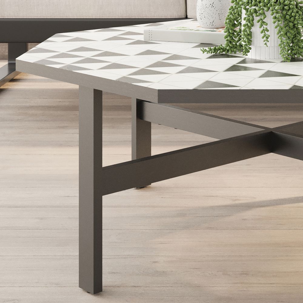 Black & White Tile Outdoor Coffee Table West Elm