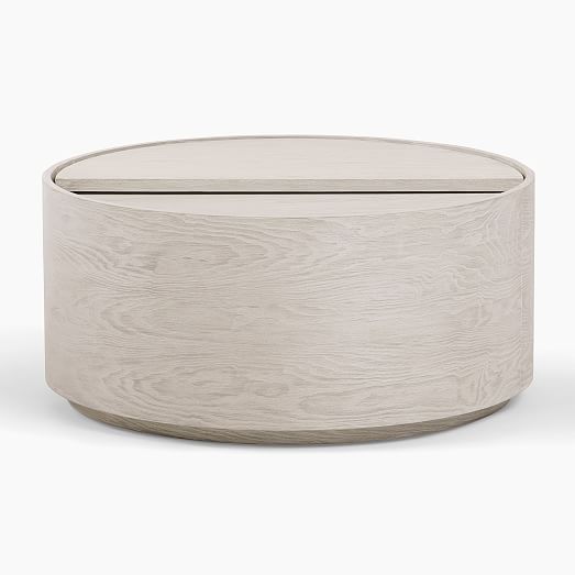 silver drum coffee table with storage